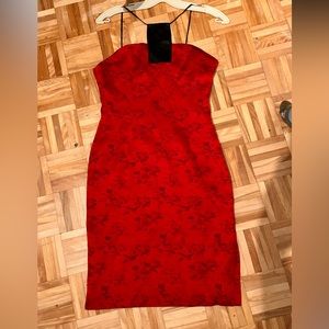 Little red dress with dark roses in S